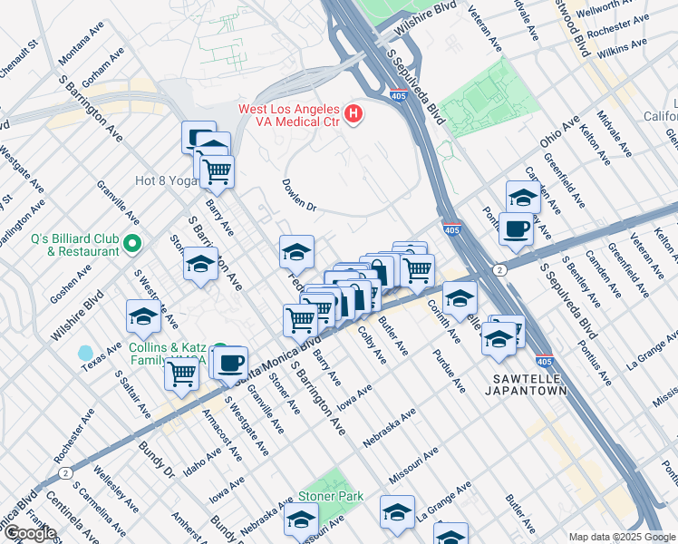 map of restaurants, bars, coffee shops, grocery stores, and more near 1449 Butler Avenue in Los Angeles
