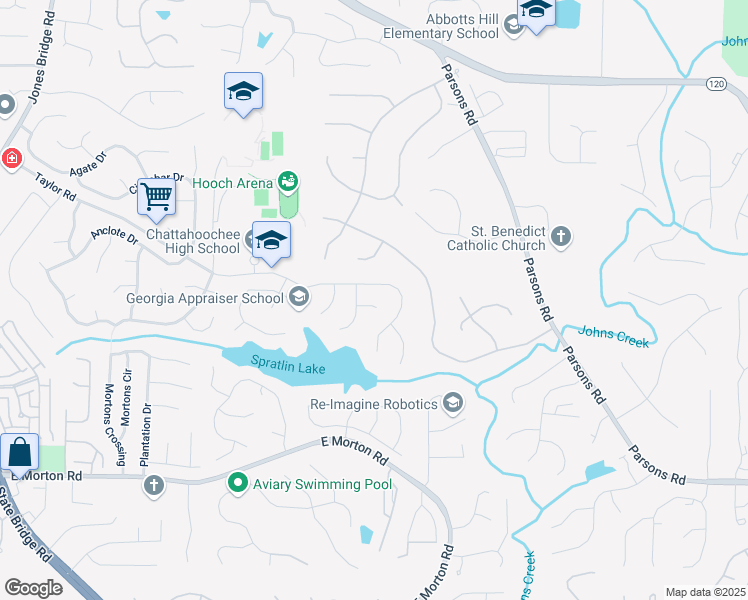 map of restaurants, bars, coffee shops, grocery stores, and more near 520 Sonnet Way in Alpharetta