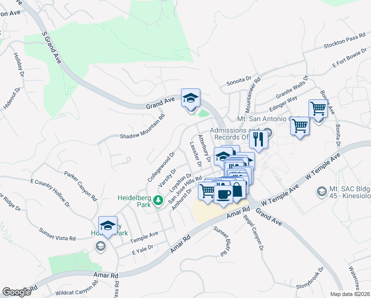 map of restaurants, bars, coffee shops, grocery stores, and more near 1478 Bookman Avenue in Walnut