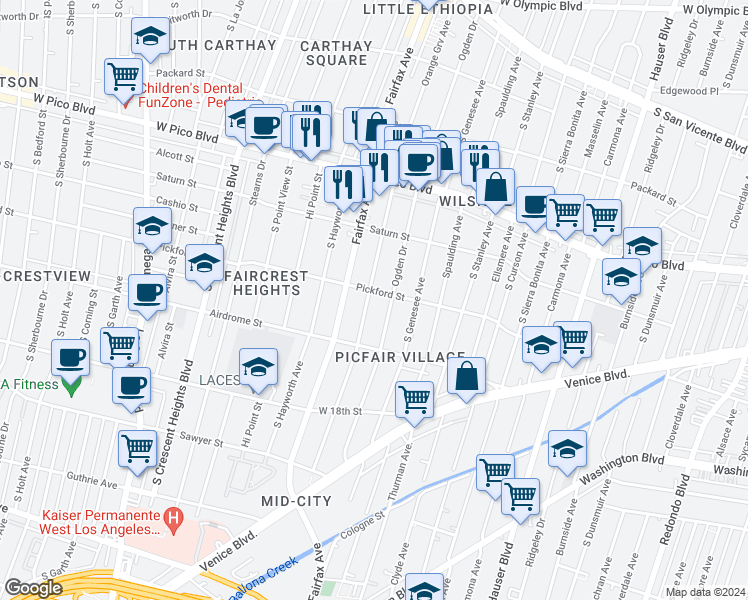 map of restaurants, bars, coffee shops, grocery stores, and more near 1606 Orange Grove Avenue in Los Angeles