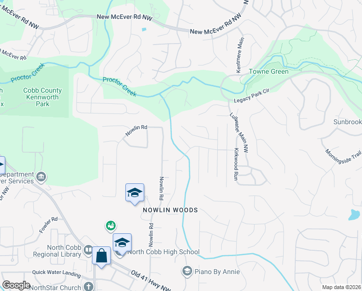 map of restaurants, bars, coffee shops, grocery stores, and more near 3825 Mast Court Northwest in Kennesaw