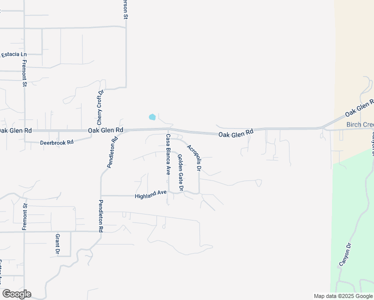 map of restaurants, bars, coffee shops, grocery stores, and more near 11366 Acropolis Drive in Yucaipa