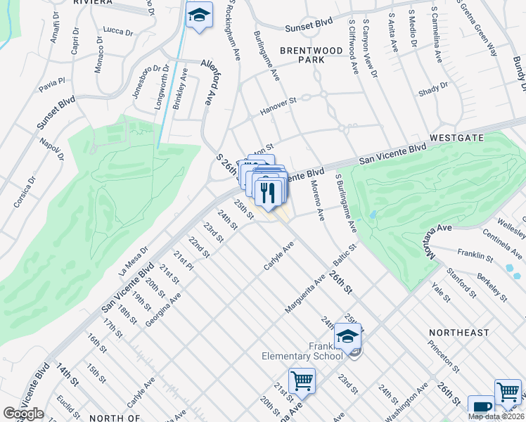 map of restaurants, bars, coffee shops, grocery stores, and more near 246 26th Street in Santa Monica