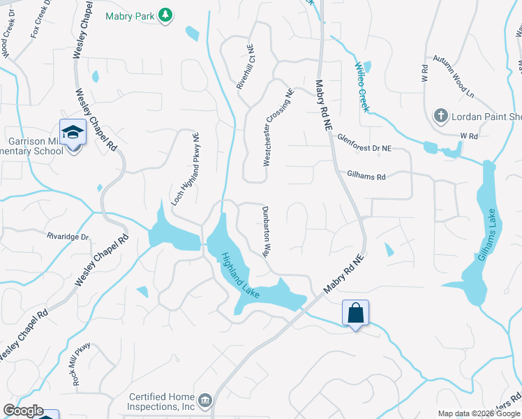 map of restaurants, bars, coffee shops, grocery stores, and more near 3989 Dunbarton Way in Roswell