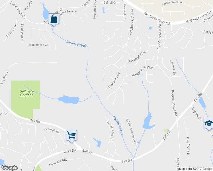 map of restaurants, bars, coffee shops, grocery stores, and more near 11000 Chandon Way in Duluth