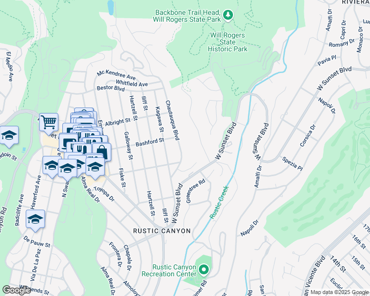 map of restaurants, bars, coffee shops, grocery stores, and more near 932 Chautauqua Boulevard in Los Angeles