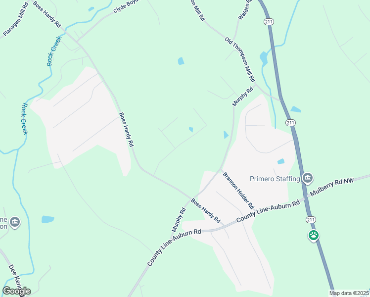 map of restaurants, bars, coffee shops, grocery stores, and more near 1017 Easy Street in Winder