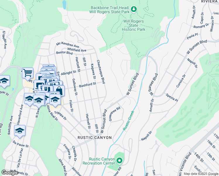 map of restaurants, bars, coffee shops, grocery stores, and more near 932 Chautauqua Boulevard in Los Angeles