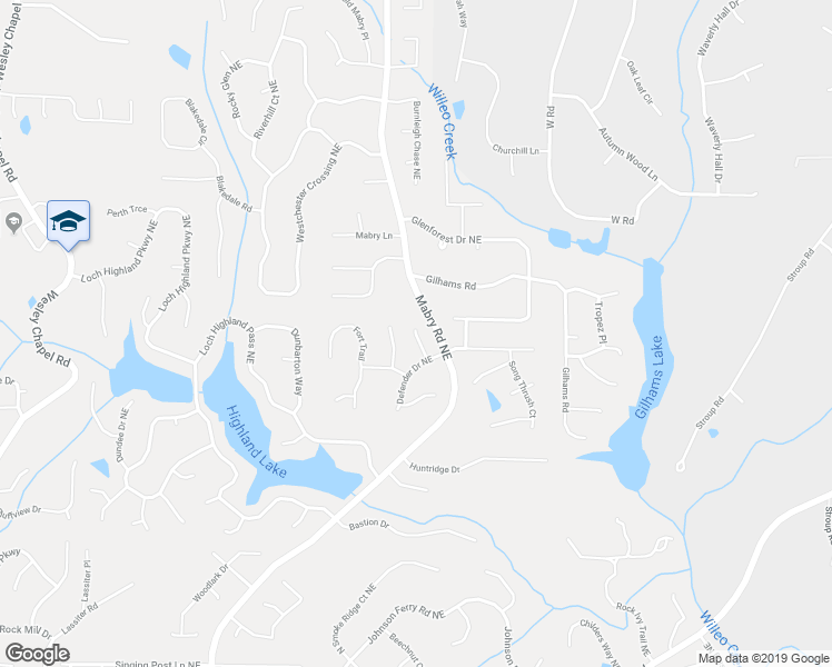 map of restaurants, bars, coffee shops, grocery stores, and more near 4000 Defender Way Northeast in Roswell