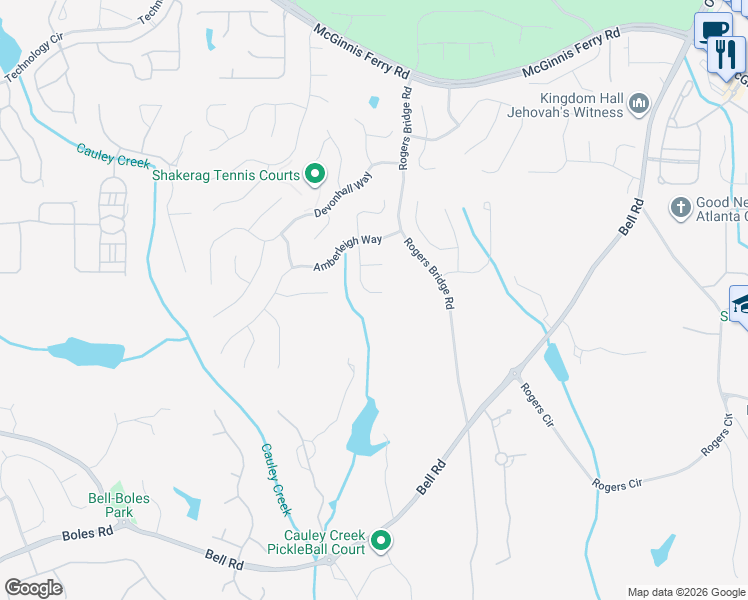 map of restaurants, bars, coffee shops, grocery stores, and more near 10890 Pennbrooke Crossing in Duluth