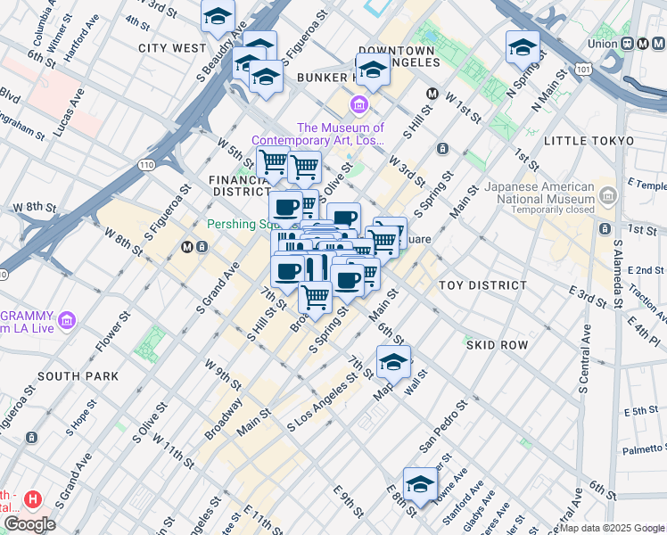 map of restaurants, bars, coffee shops, grocery stores, and more near 319 Lindley Place in Los Angeles