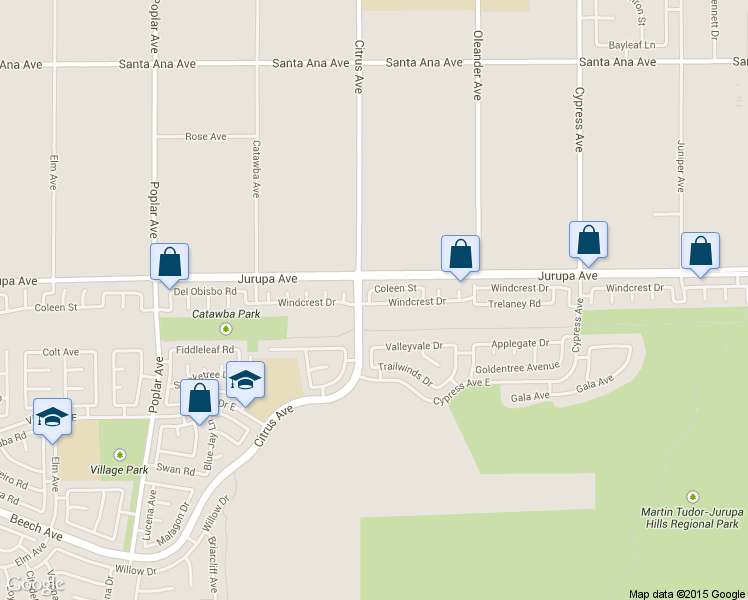 map of restaurants, bars, coffee shops, grocery stores, and more near 11347 Elwood Avenue in Fontana