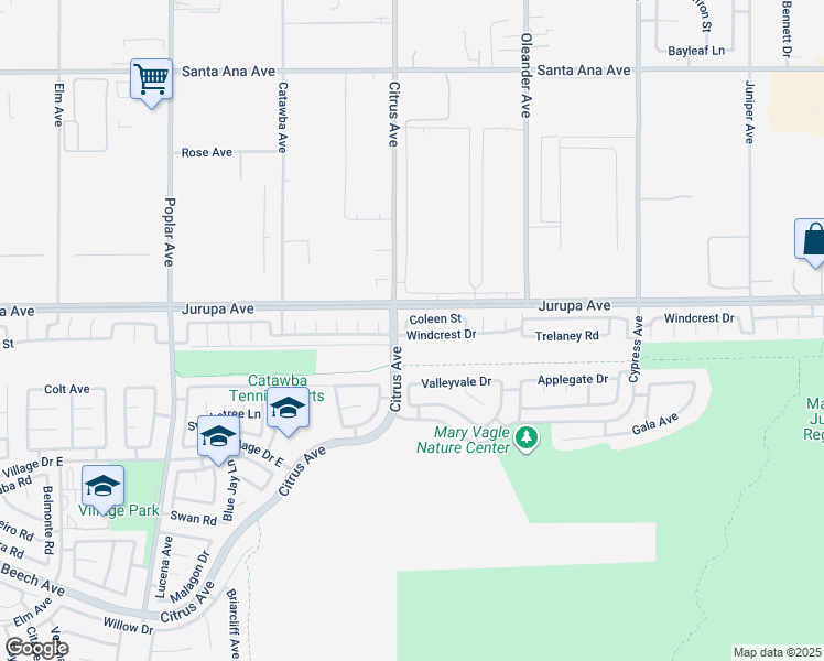 map of restaurants, bars, coffee shops, grocery stores, and more near 11347 Elwood Avenue in Fontana
