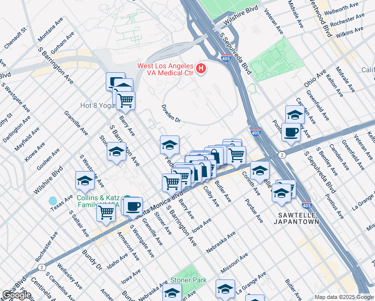 map of restaurants, bars, coffee shops, grocery stores, and more near 1451 Butler Avenue in Los Angeles