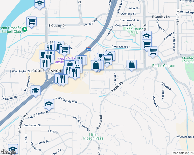 map of restaurants, bars, coffee shops, grocery stores, and more near in Colton