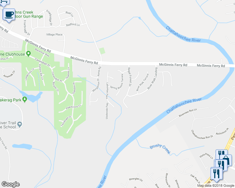 map of restaurants, bars, coffee shops, grocery stores, and more near 630 Stonestile Trace in Suwanee