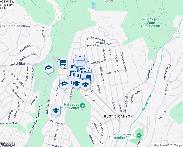 map of restaurants, bars, coffee shops, grocery stores, and more near 1010 Embury Street in Los Angeles