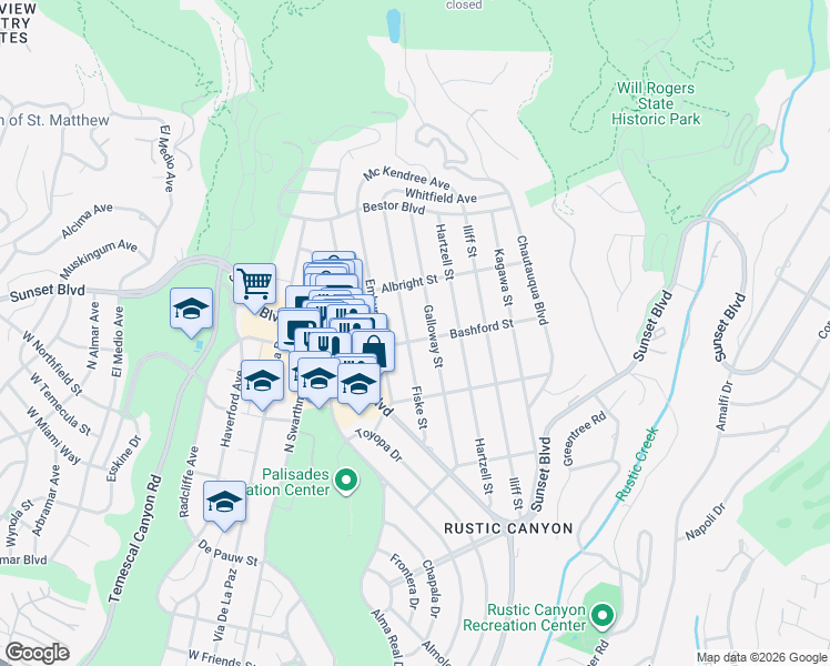 map of restaurants, bars, coffee shops, grocery stores, and more near 1006 Fiske Street in Los Angeles