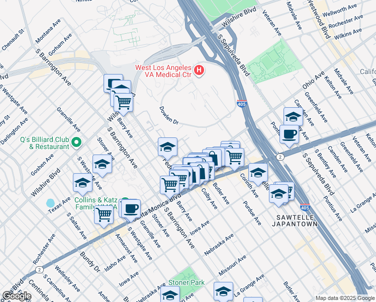 map of restaurants, bars, coffee shops, grocery stores, and more near 1449 Butler Avenue in Los Angeles
