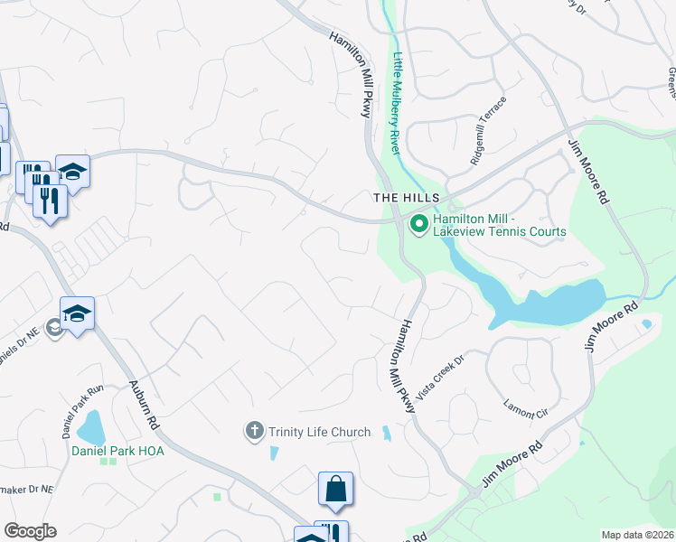 map of restaurants, bars, coffee shops, grocery stores, and more near 1557 Grove Arbor Terrace in Dacula