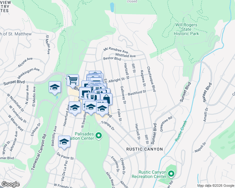 map of restaurants, bars, coffee shops, grocery stores, and more near 1006 Fiske Street in Los Angeles