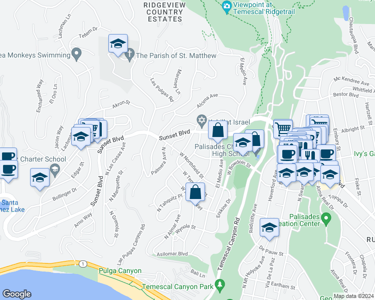 map of restaurants, bars, coffee shops, grocery stores, and more near 704 Wildomar Street in Los Angeles