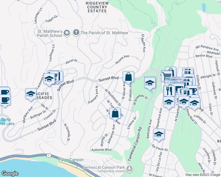 map of restaurants, bars, coffee shops, grocery stores, and more near 712 Muskingum Avenue in Los Angeles