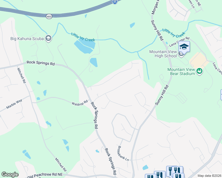 map of restaurants, bars, coffee shops, grocery stores, and more near 1925 Rocksram Drive in Buford