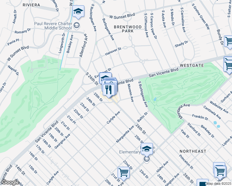 map of restaurants, bars, coffee shops, grocery stores, and more near 517 Avondale Avenue in Los Angeles