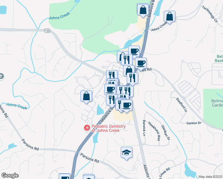 map of restaurants, bars, coffee shops, grocery stores, and more near 11150 Skyway Drive in Duluth