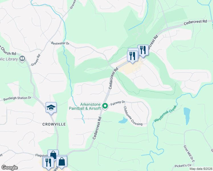 map of restaurants, bars, coffee shops, grocery stores, and more near 88 Vine Creek Drive in Acworth