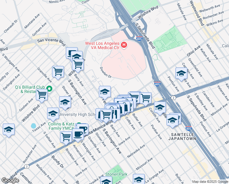 map of restaurants, bars, coffee shops, grocery stores, and more near 1417 Butler Avenue in Los Angeles