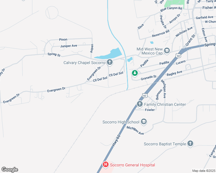 map of restaurants, bars, coffee shops, grocery stores, and more near 906 Calle Del Sol in Socorro