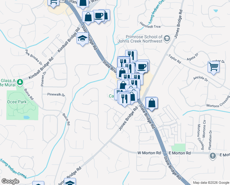 map of restaurants, bars, coffee shops, grocery stores, and more near 4645 Valais Court in Alpharetta