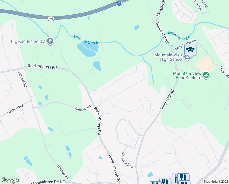 map of restaurants, bars, coffee shops, grocery stores, and more near 1939 Manor Oak Lane in Buford
