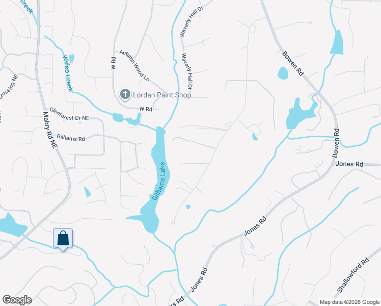 map of restaurants, bars, coffee shops, grocery stores, and more near 10955 Stroup Road in Roswell