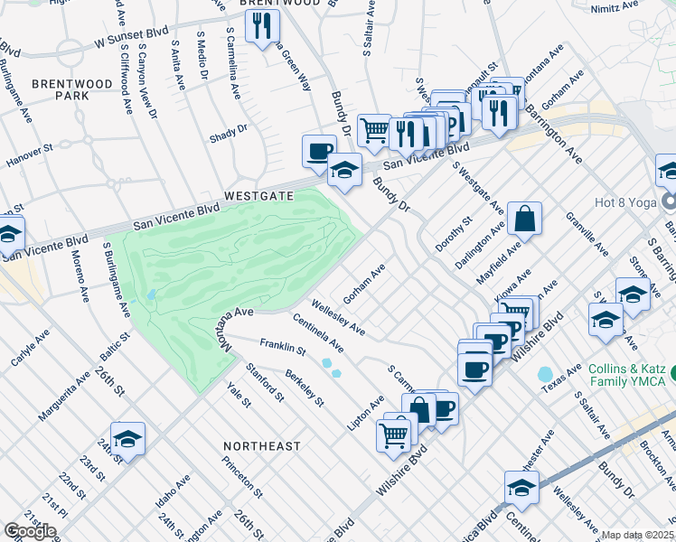 map of restaurants, bars, coffee shops, grocery stores, and more near in Los Angeles