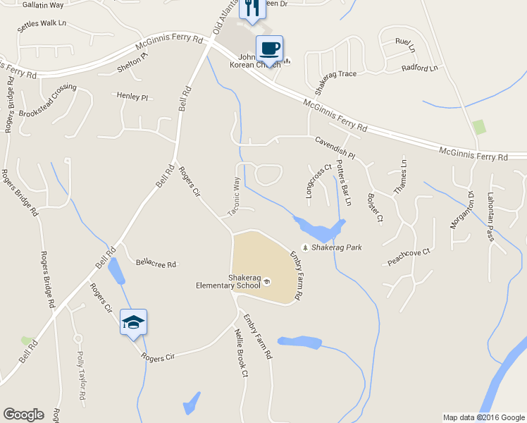map of restaurants, bars, coffee shops, grocery stores, and more near 336 Peekskill Court in Johns Creek