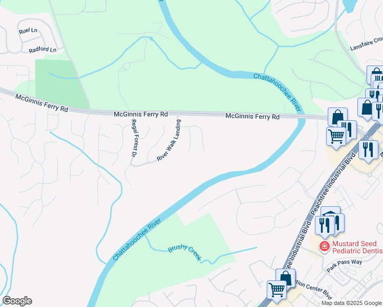 map of restaurants, bars, coffee shops, grocery stores, and more near 780 Treadstone Court in Suwanee