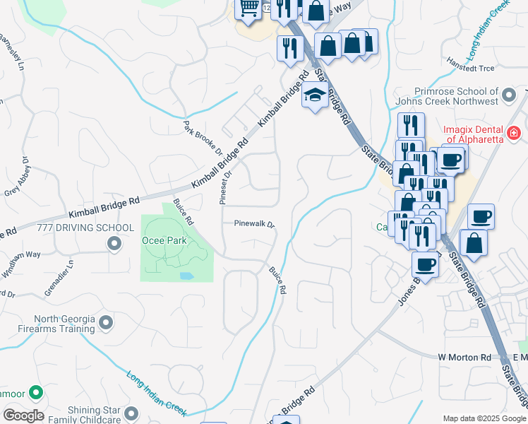 map of restaurants, bars, coffee shops, grocery stores, and more near 10925 Pinehigh Drive in Alpharetta
