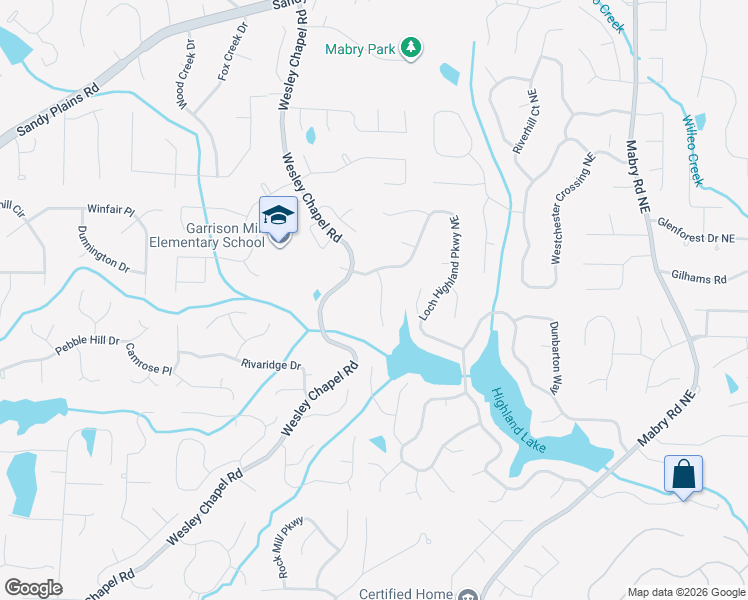 map of restaurants, bars, coffee shops, grocery stores, and more near 4210 Burns Heritage Trail in Roswell