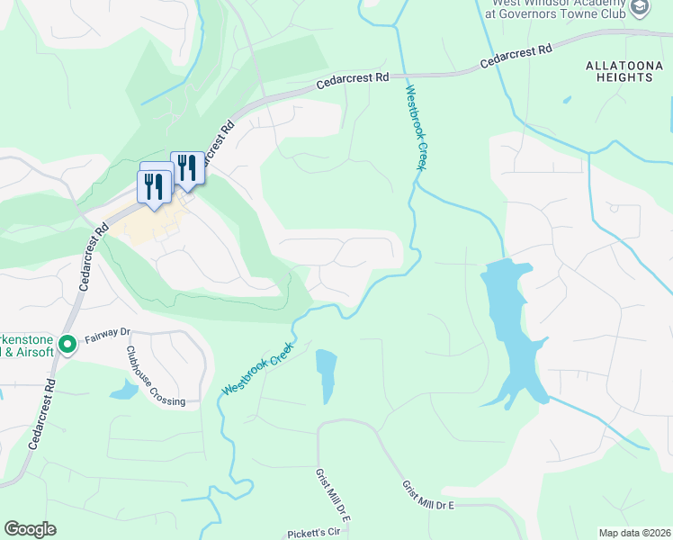 map of restaurants, bars, coffee shops, grocery stores, and more near 41 Heatherwood Trace in Acworth