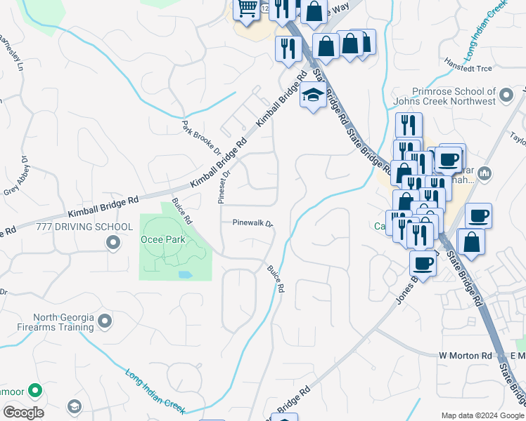 map of restaurants, bars, coffee shops, grocery stores, and more near 10925 Pinehigh Drive in Alpharetta