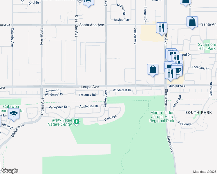 map of restaurants, bars, coffee shops, grocery stores, and more near in Fontana