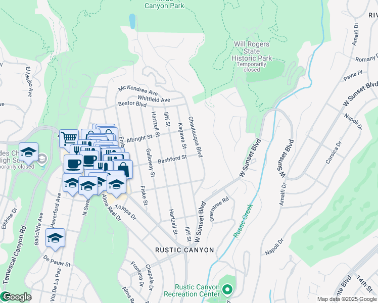 map of restaurants, bars, coffee shops, grocery stores, and more near 1006 Kagawa Street in Los Angeles