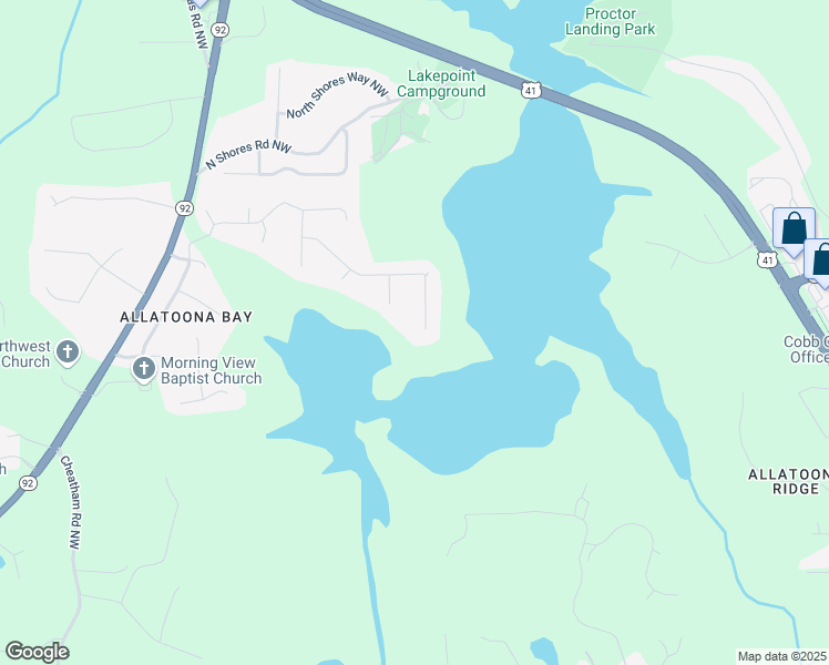 map of restaurants, bars, coffee shops, grocery stores, and more near 3990 Baywatch Landing in Acworth