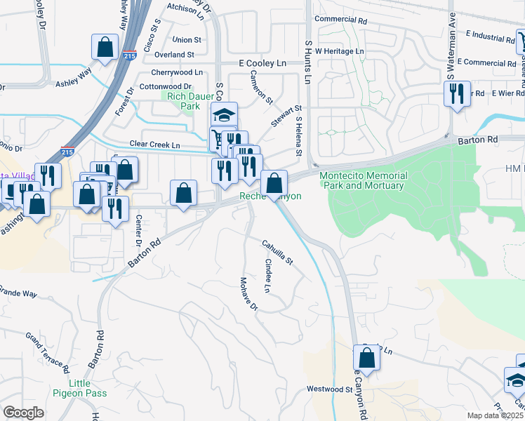 map of restaurants, bars, coffee shops, grocery stores, and more near 1198 Mohave Drive in Colton