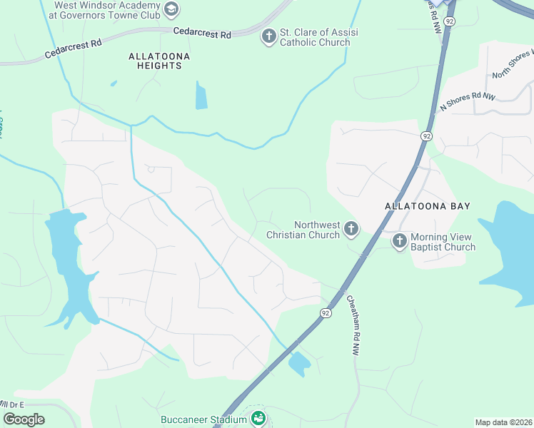 map of restaurants, bars, coffee shops, grocery stores, and more near 3853 Autumn View Circle in Acworth