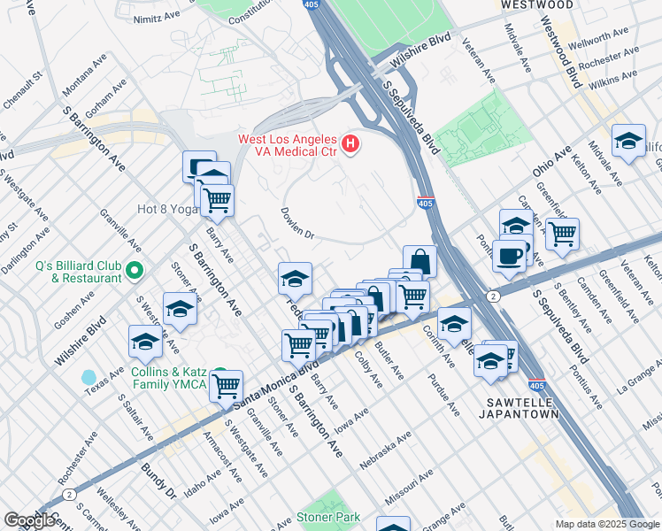 map of restaurants, bars, coffee shops, grocery stores, and more near 1412 Butler Avenue in Los Angeles