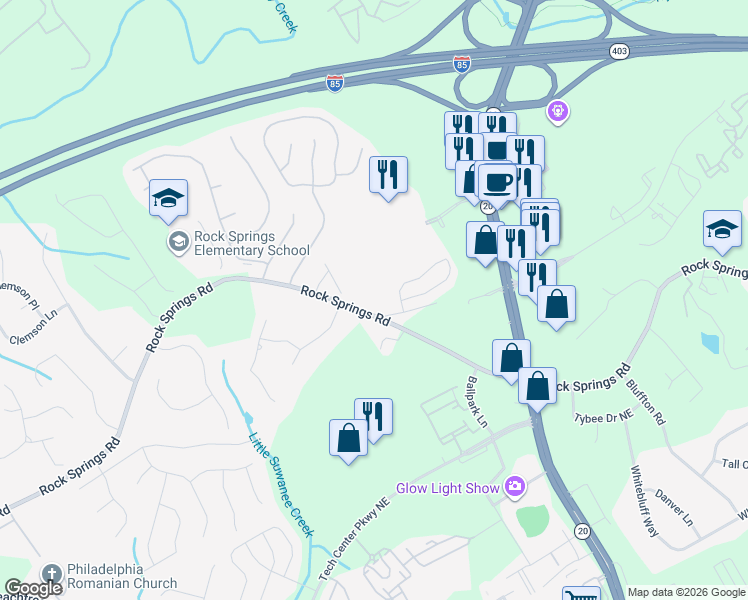 map of restaurants, bars, coffee shops, grocery stores, and more near 2762 Laurel Valley Trail in Buford